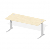 Schreibtisch Comfort Multi M, manuell höhenverstellbar, 64-84cm (H), 180x80cm (BxT), rechteckig, ahorn / silber