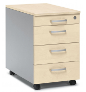 Rollcontainer 270256, ahorn, 4 Schubladen, Stahl/Holz, abschlie&szlig;bar