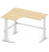 Sitz-Steh-Schreibtisch Comfort Multi M, elektrisch höhenverstellbar, 65,5-130,5cm (H), 180x140cm (BxT), L-Form, buche / silber