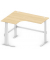 Sitz-Steh-Schreibtisch Comfort MULTI M, elektrisch h&ouml;henverstellbar, 65,5-130,5cm (H), 180x140cm (BxT), L-Form, buche / silber
