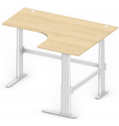 Sitz-Steh-Schreibtisch Comfort Multi M, elektrisch höhenverstellbar, 65,5-130,5cm (H), 180x140cm (BxT), L-Form, buche / silber