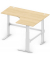 Sitz-Steh-Schreibtisch Comfort MULTI M, elektrisch h&ouml;henverstellbar, 65,5-130,5cm (H), 180x140cm (BxT), L-Form, buche / silber