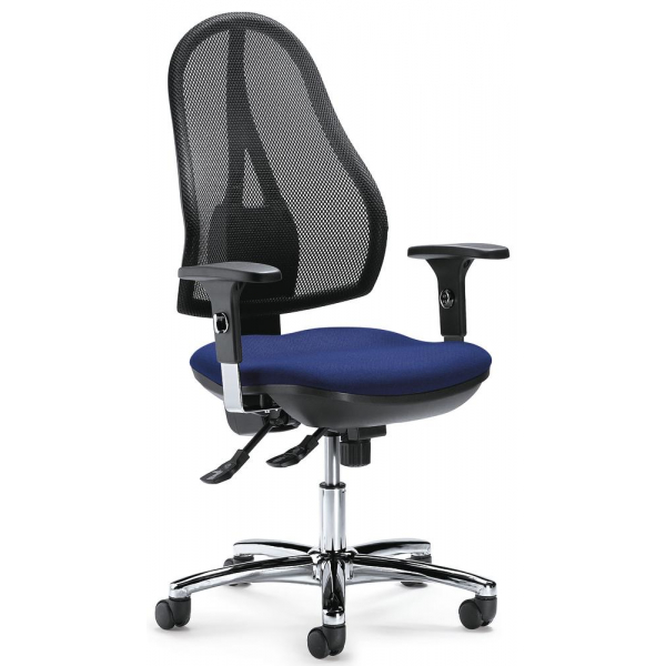 4251635603906 - Bürodrehstuhl COMFORT NET DELUXE schwarz blau   chrom mit Armlehnen bis 110kg ohne Kopfstütze 4251635603906 Deskin