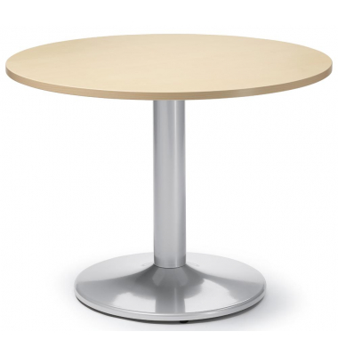 Konferenztisch MODUL, 73,5cm (H), 100x100cm (BxT), 5 Personen, rund, ahorn / silber