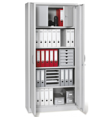 Stahlschrank BASE L 220915, abschlie&szlig;bar, 5 OH, lichtgrau, 92x195x42cm (BxHxT)