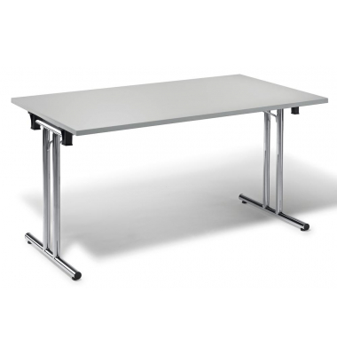 Klapptisch MODUL, 160x80cm (BxT), 72cm (H), Holz, rechteckig, lichtgrau / chrom