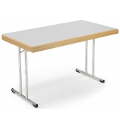 Klapptisch, 140x70cm (BxT), 73,8cm (H), Holz, rechteckig, grau / chrom