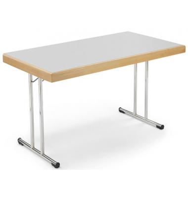 Klapptisch, 140x70cm (BxT), 73,8cm (H), Holz, rechteckig, grau / chrom