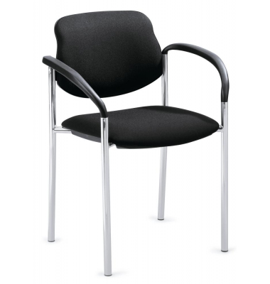 Besucherstuhl FLORA II, schwarz / chrom, mit Armlehnen, 4-Fuß-Gestell