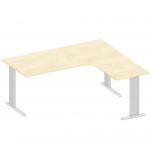 Schreibtisch Jumboform Basic M MULTI M, 74cm (H), 180x160cm (BxT), L-Form, ahorn / silber
