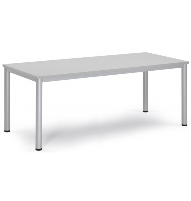 Besprechungstisch 259703, 72cm (H), 180x80cm (BxT), 8 Personen, rechteckig, lichtgrau / silber