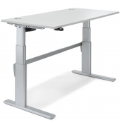 Sitz-Steh-Schreibtisch Comfort MULTI M, elektrisch höhenverstellbar, 65,5-103,5cm (H), 120x80cm (BxT), rechteckig, lichtgrau / s