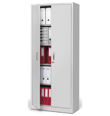 Stahlschrank BASE L 220957, abschlie&szlig;bar, 5 OH, lichtgrau, 120x195x42cm (BxHxT)