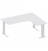 Schreibtisch Jumboform Basic M MULTI M, 74cm (H), 180x160cm (BxT), L-Form, lichtgrau / silber