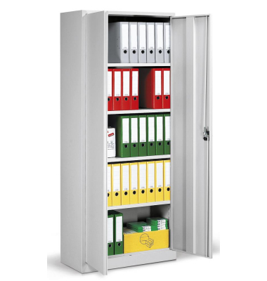 Stahlschrank BASE L 131124, abschlie&szlig;bar, 5 OH, lichtgrau, 80x195x38cm (BxHxT)