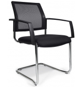 Besucherstuhl VALERA S, schwarz / chrom, mit Armlehnen, Freischwinger
