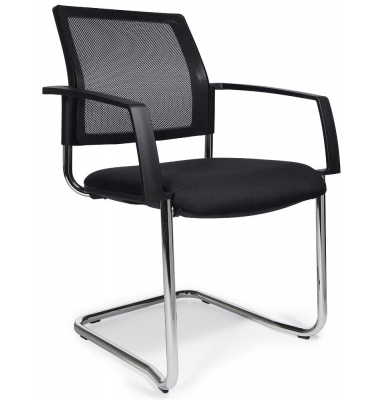 Besucherstuhl VALERA S, schwarz / chrom, mit Armlehnen, Freischwinger