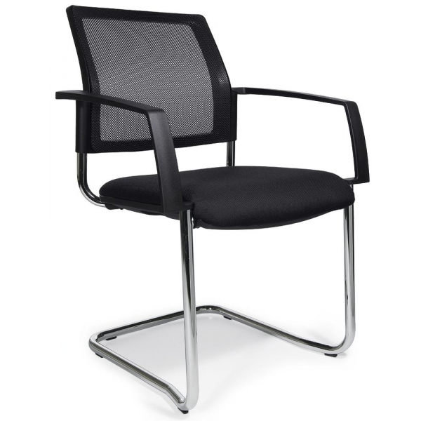 2 Stück Deskin Besucherstuhl VALERA S, schwarz / chrom, mit Armlehnen, Freischwinger 4251635605160 Deskin