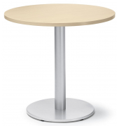 Konferenztisch MODUL, 73,5cm (H), 80x80cm (BxT), 4 Personen, rund, ahorn / alusilber