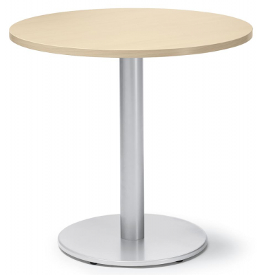 Konferenztisch MODUL, 73,5cm (H), 80x80cm (BxT), 4 Personen, rund, ahorn / silber