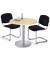 Konferenztisch MODUL, 73,5cm (H), 80x80cm (BxT), 4 Personen, rund, ahorn / silber
