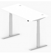 Sitz-Steh-Schreibtisch Comfort MULTI M pro, elektrisch h&ouml;henverstellbar, 64-130cm (H), 160x80cm (BxT), rechteckig, wei&szlig; / silber