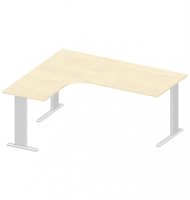 Schreibtisch Jumboform Basic M MULTI M, 74cm (H), 180x160cm (BxT), L-Form, ahorn / silber