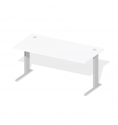 Schreibtisch Comfort M MULTI M, manuell höhenverstellbar, 64-84cm (H), 160x80cm (BxT), rechteckig, weiß / silber