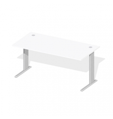 Schreibtisch Comfort M MULTI M, manuell höhenverstellbar, 64-84cm (H), 160x80cm (BxT), rechteckig, weiß / silber