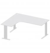 Schreibtisch Jumboform Basic M MULTI M, 74cm (H), 180x160cm (BxT), L-Form, lichtgrau / silber
