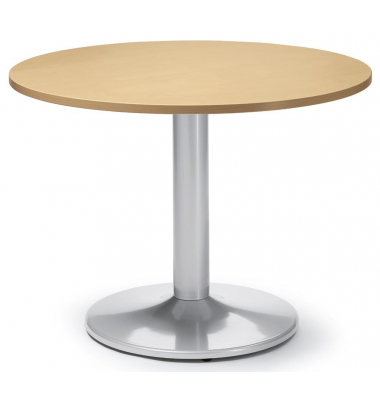 Konferenztisch MODUL, 73,5cm (H), 100x100cm (BxT), 5 Personen, rund, buche / alusilber