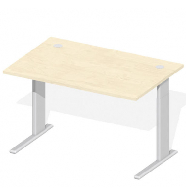 Schreibtisch Comfort M MULTI M, manuell höhenverstellbar, 64-84cm (H), 120x80cm (BxT), rechteckig, ahorn / silber