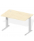 Schreibtisch Comfort M MULTI M, manuell höhenverstellbar, 64-84cm (H), 120x80cm (BxT), rechteckig, ahorn / silber