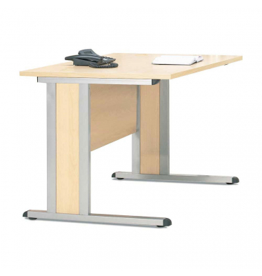 Schreibtisch Basic MULTI M, 74cm (H), 120x80cm (BxT), rechteckig, ahorn / silber