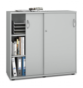 Schiebet&uuml;renschrank MULTI M pro 270174, abschlie&szlig;bar, 2x3 OH, lichtgrau, 120x114x42cm (BxHxT)