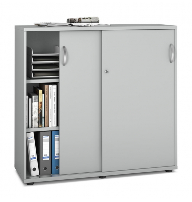 Schiebet&uuml;renschrank MULTI M pro 270174, abschlie&szlig;bar, 2x3 OH, lichtgrau, 120x114x42cm (BxHxT)