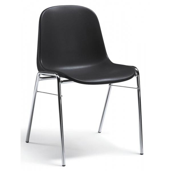 4 Stück Deskin Besucherstuhl HIP, schwarz / chrom, ohne Armlehnen, 4-Fuß-Gestell 4251635606273 Deskin