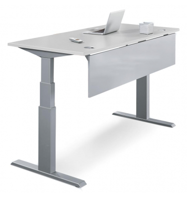 Sitz-Steh-Schreibtisch Comfort Multi M Pro, elektrisch höhenverstellbar, 64-130cm (H), 120x80cm (BxT), rechteckig, lichtgrau / s