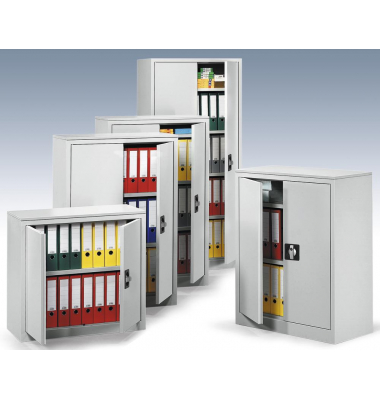 Stahlschrank BASE L 131164, abschlie&szlig;bar, 2 OH, lichtgrau, 80x75x38cm (BxHxT)