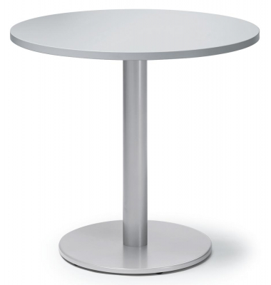 Konferenztisch MODUL, 73,5cm (H), 80x80cm (BxT), 4 Personen, rund, lichtgrau / alusilber