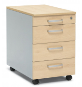 Rollcontainer 270255, buche, 4 Schubladen, Stahl/Holz, abschlie&szlig;bar