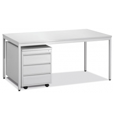 Schreibtisch-B&uuml;rom&ouml;bel-Set BASE L, 72cm (H), 120x80cm (BxT), rechteckig, lichtgrau / lichtgrau