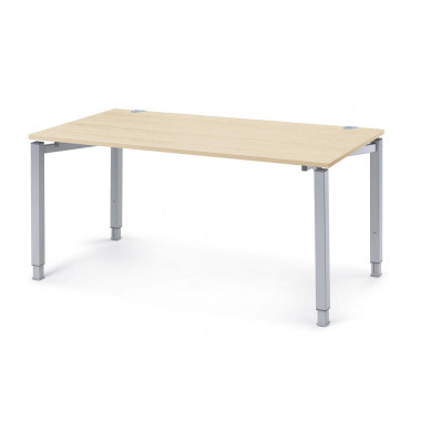 Schreibtisch CONCEPT LINE, manuell h&ouml;henverstellbar, 68-82cm (H), 160x80cm (BxT), rechteckig, ahorn / silber