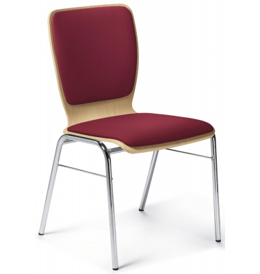 Besucherstuhl JARA, bordeaux / chrom, ohne Armlehnen, 4-Fuß-Gestell