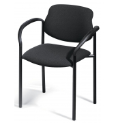 Besucherstuhl FLORA I, schwarz / schwarz, mit Armlehnen, 4-Fuß-Gestell