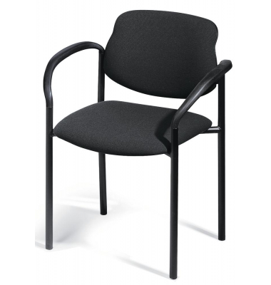 Besucherstuhl FLORA I, schwarz / schwarz, mit Armlehnen, 4-Fuß-Gestell