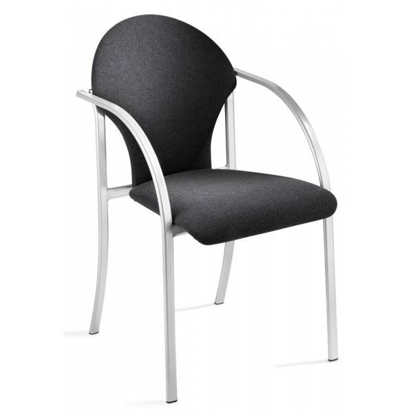 4251635607621 - Besucherstuhl PIENO schwarz silber mit Armlehnen 4-Fuß-Gestell 4251635607621 Deskin 4251635607621 - Besucherstuhl PIENO schwarz silber mit Armlehnen 4-Fuß-Gestell 4251635607621 Deskin