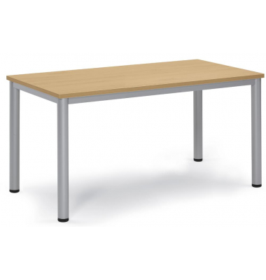 Besprechungstisch BASE-MODUL Q, 72cm (H), 140x70cm (BxT), 6 Personen, rechteckig, buche / silber