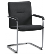 Besucherschwinger DESKIN1, schwarz / silber, mit Armlehnen, Freischwinger