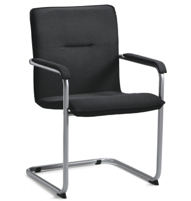 Besucherschwinger DESKIN1, schwarz / silber, mit Armlehnen, Freischwinger